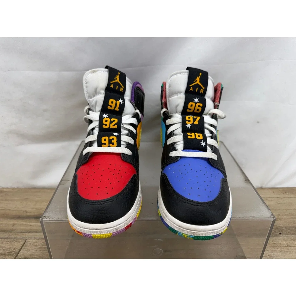 Nike Air Jordan 1 Mid Six Rings Multi-Color Mismatched FD1317-007 Mens 6.5Y